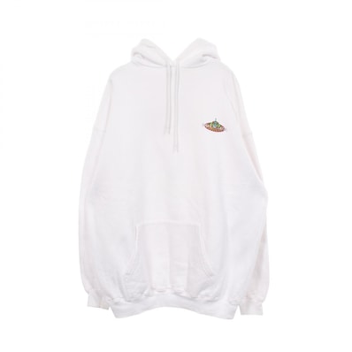 バレンシアガ BALENCIAGA BONJOUR 裏起毛 パーカー 衣料品 トップス コットン メンズ レディース ホワイト系 【中古】