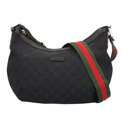 グッチ シェリーライン ショルダーバッグ GGキャンバス 181092 ブラック レディース GUCCI 中古
