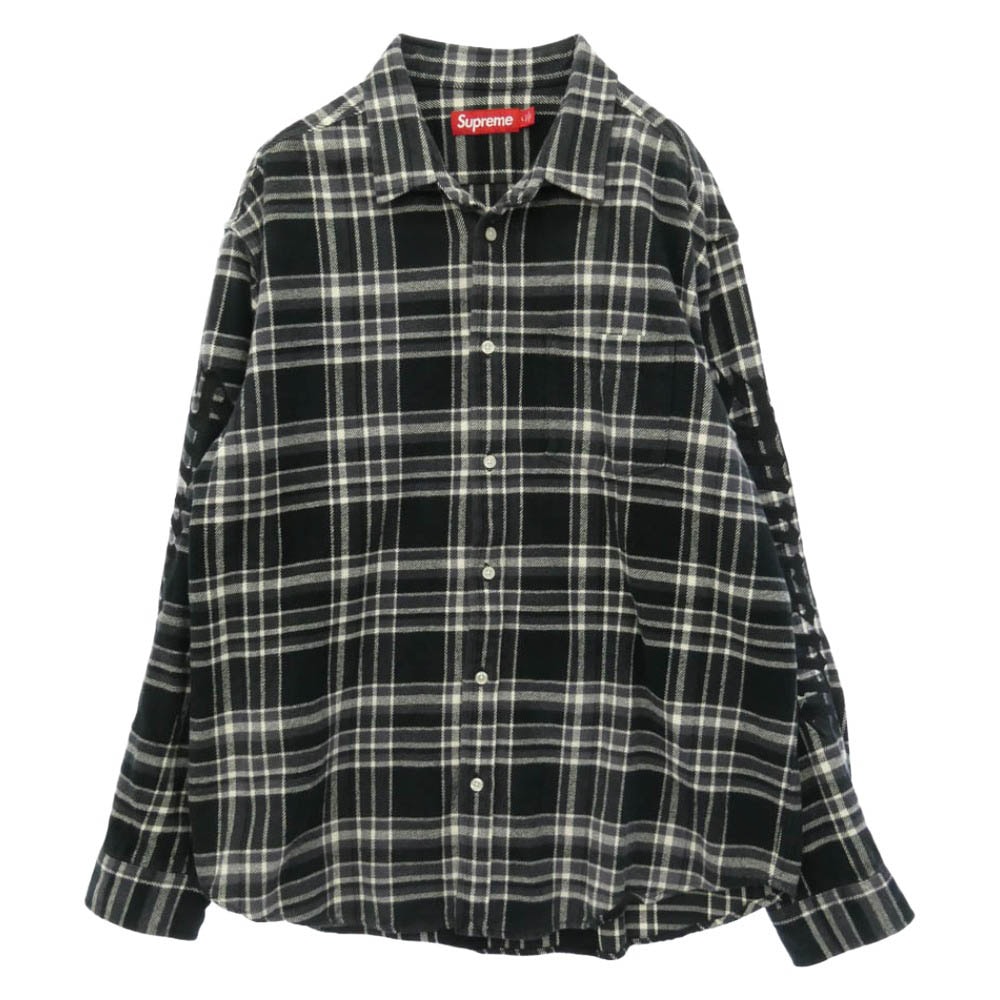 Supreme シュプリーム 25SS Old English Plaid Flannel Shirt ロゴ プレイド チェック フランネル ネルシャツ 長袖 シャツ ブラック系 ホワイト系【中古】