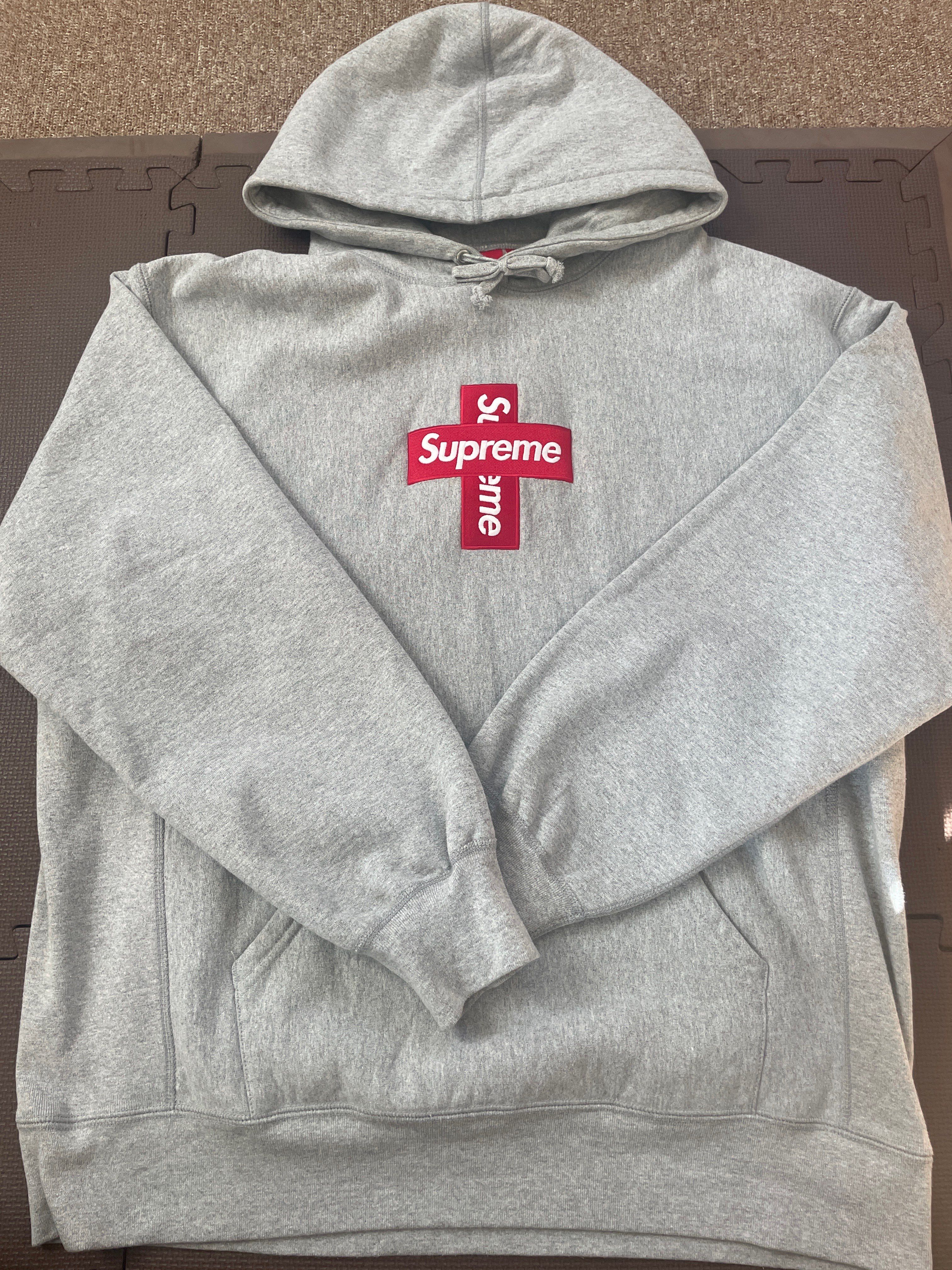 Supreme Cross Box Logo Hooded Sweatshirt "Grey"
