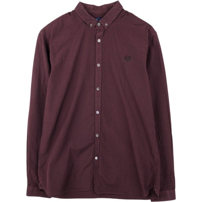 古着 フレッドペリー FRED PERRY Slim Fit 長袖 ボタンダウンチェックシャツ メンズM相当/eaa636004