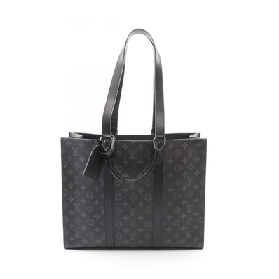 ルイ・ヴィトン LOUIS VUITTON サックプラ 24H トートバッグ バッグ PVCコーティングキャンバス レザー モノグラム・エクリプス メンズ ブラック系 M47059 【中古】