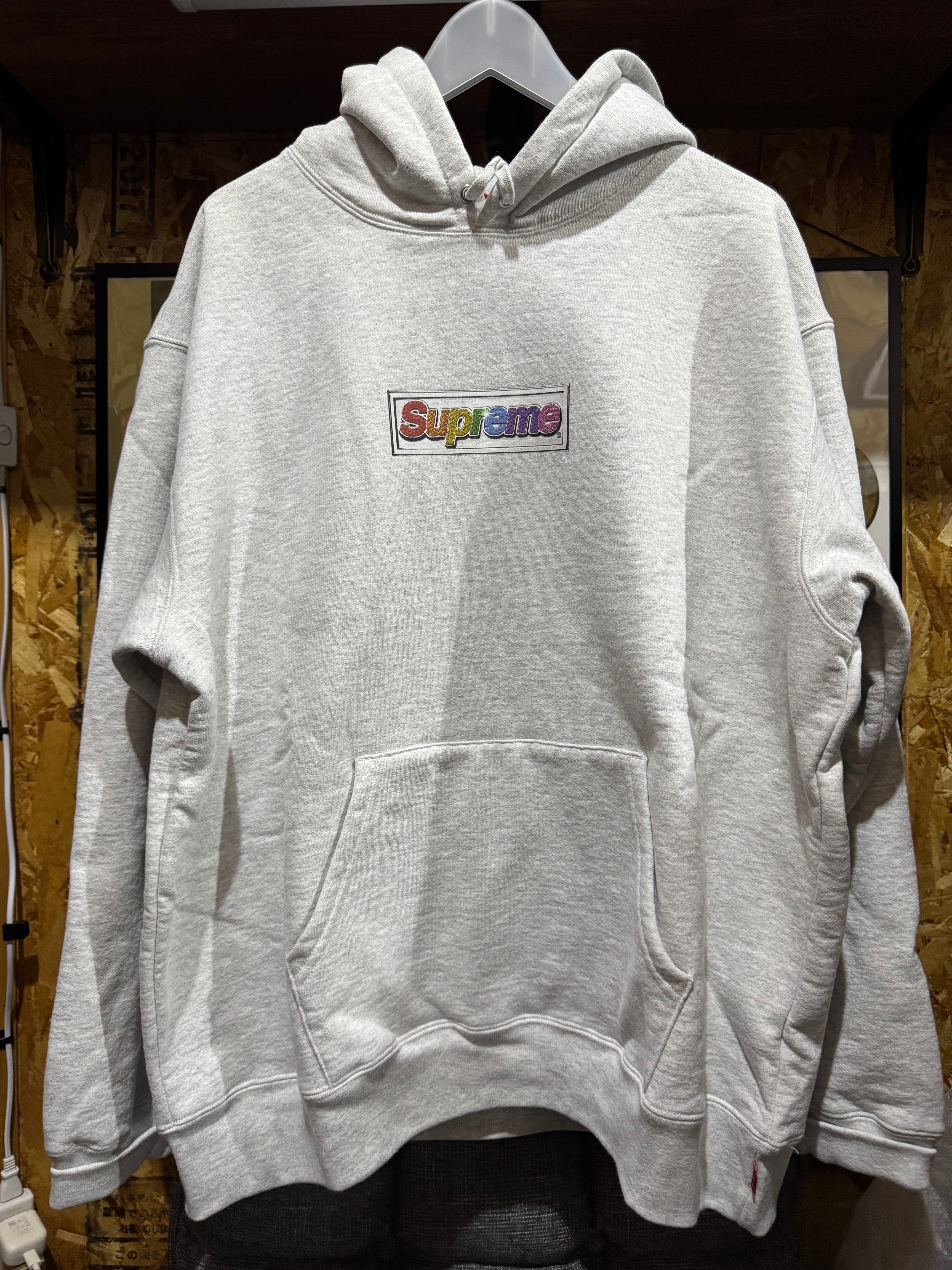 Supreme Bling Box Logo Hooded Sweatshirt "Ash Grey"