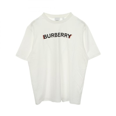 バーバリー BURBERRY ロゴプリント クルーネック 半袖Tシャツ 衣料品 トップス コットン メンズ ホワイト系 【中古】