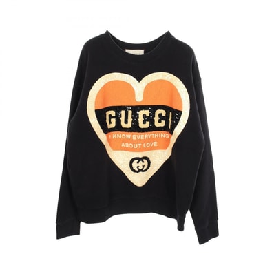 グッチ GUCCI インターロッキングG ハート スパンコール スウェット 衣料品 トップス コットン メンズ ブラック系 / オレンジ系 / イエロー系 【中古】