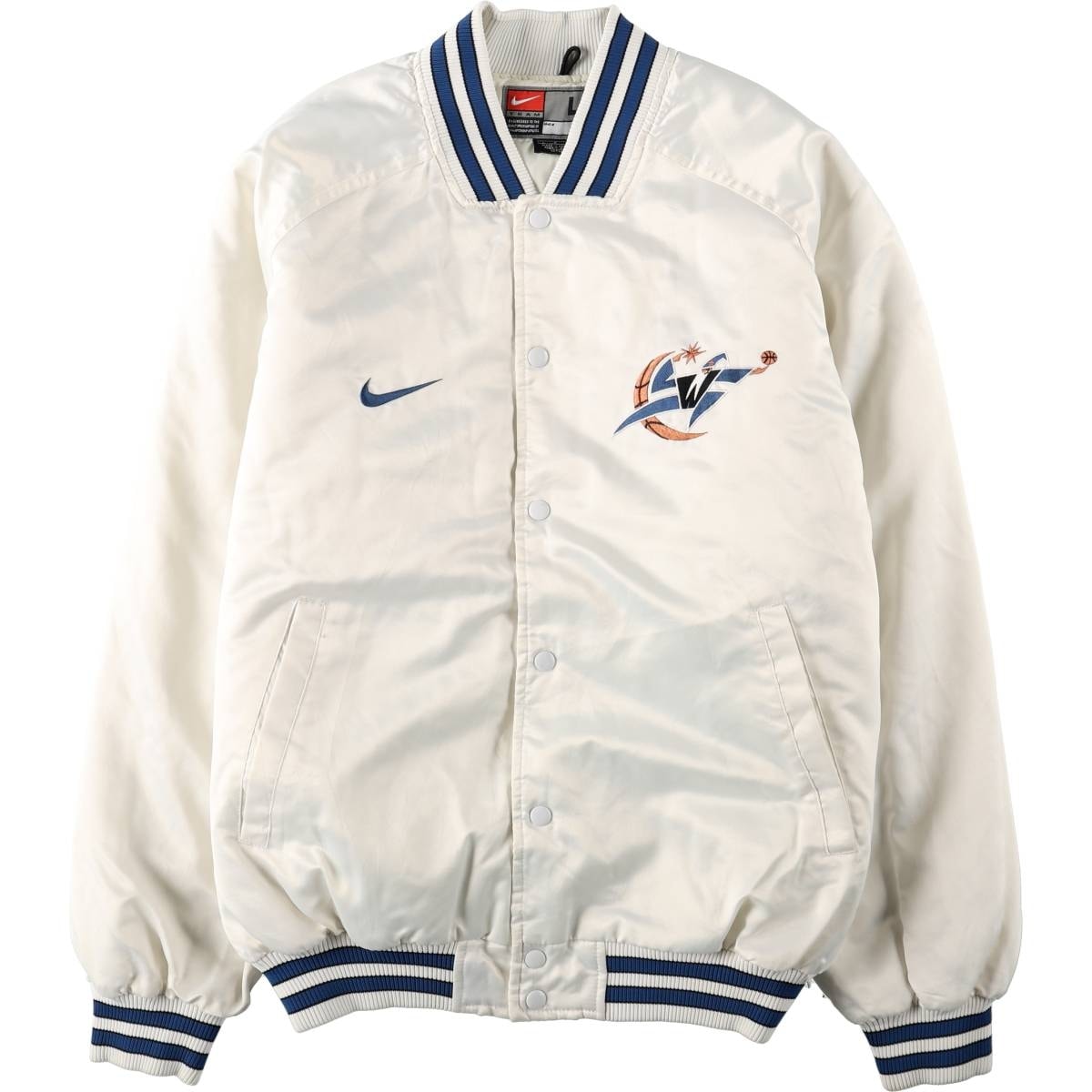 古着 00年代 ナイキ NIKE TEAM NBA WASHINGTON WIZARDS ワシントン ウィザーズ 中綿入り スタジャン アワードジャケット バーシティジャケット メンズL相当/eaa679035