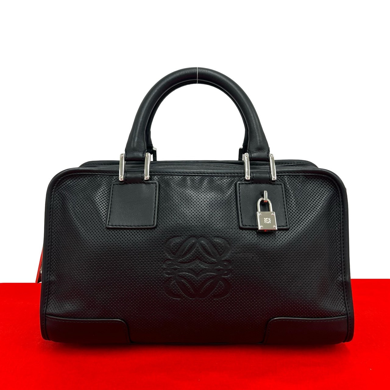 LOEWE ロエベ アマソナ 28 アナグラム ロゴ レザー ハンドバッグ ブラック
 25216