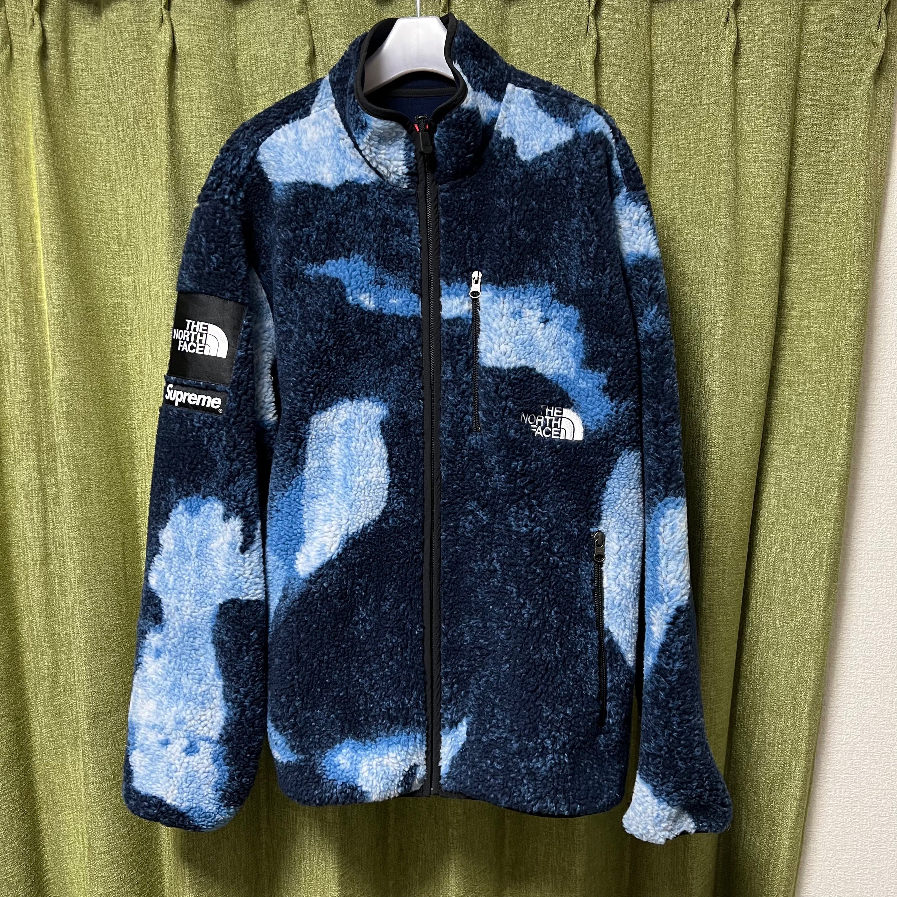 Supreme x The North Face Bleached Denim Print Fleece Jacket "Indigo"