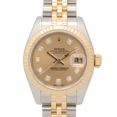 ロレックス ROLEX デイトジャスト 10Pダイヤ M番 腕時計 時計 K18(イエローゴールド) ステンレススチール ダイヤモンド レディース ゴールド系 シャンパン/ジュビリー/新ダイヤ 179173G 【中古】