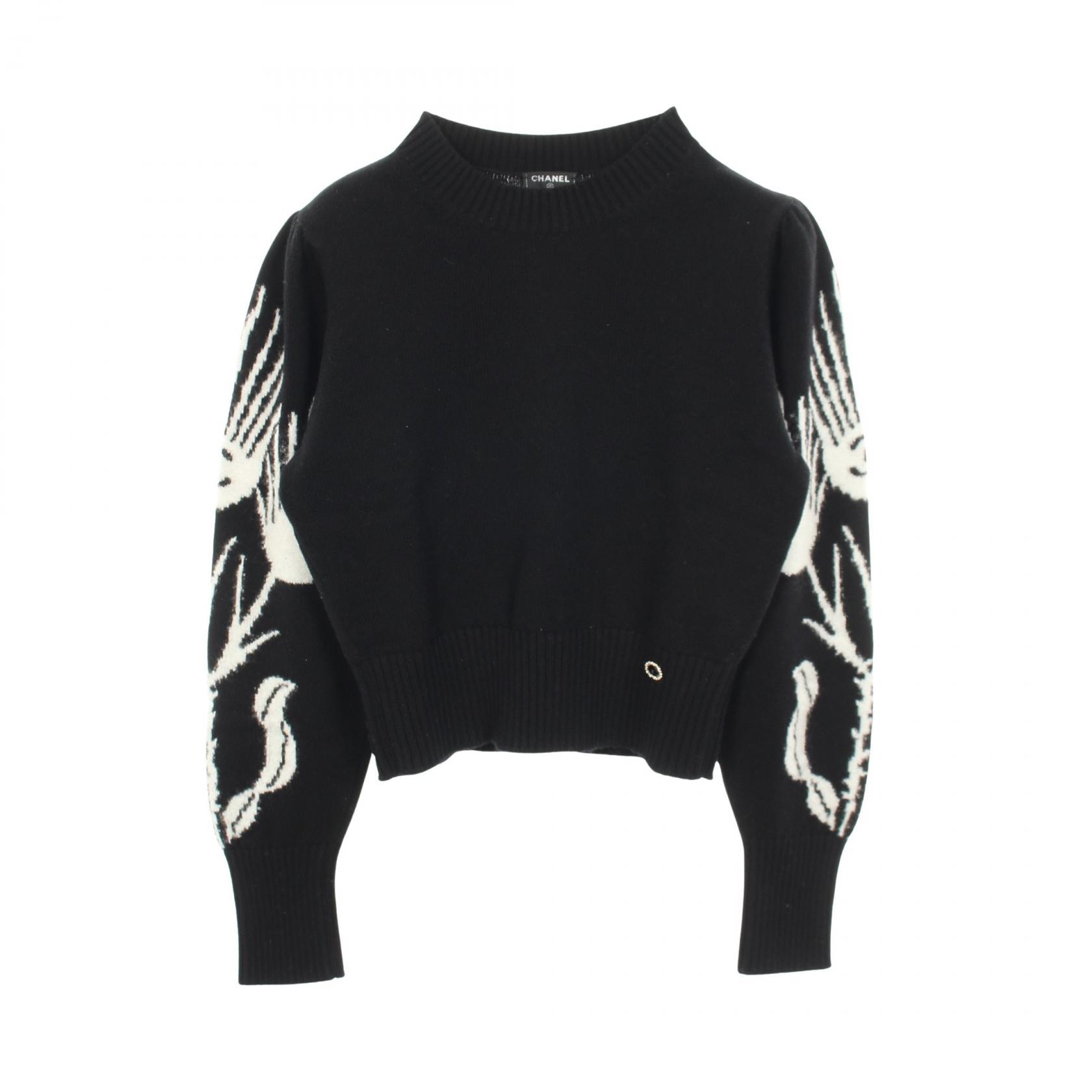 シャネル CHANEL ココマーク フラワー ニット 衣料品 トップス カシミヤ シルク レディース ブラック系 / ホワイト系 P70944K10157 【中古】