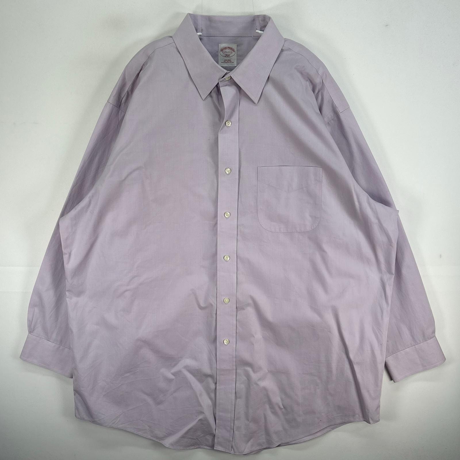 古着 ブルックスブラザーズ Brooks Brothers 長袖シャツ カラーステイ 胸ポケ 346 XL パープル系 無地 メンズ
