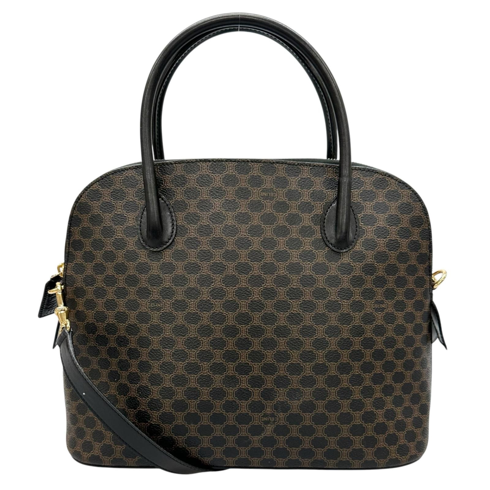 美品 CELINE セリーヌ MC98-2 ハンドバッグ レザー ブラウン レディース 2way マカダム【中古】