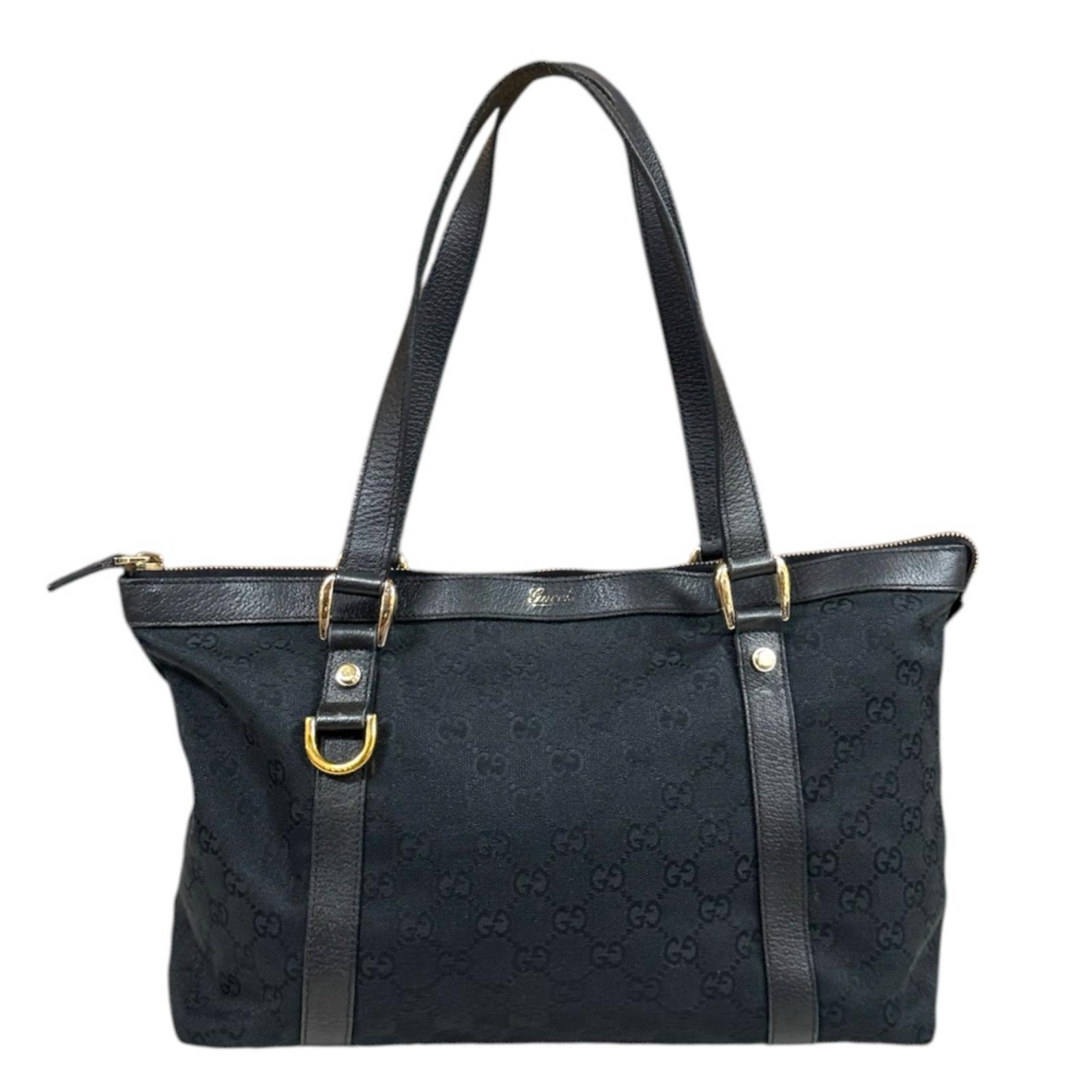 グッチ アビー トートバッグ GGキャンバス 141470 ブラック レディース GUCCI 中古