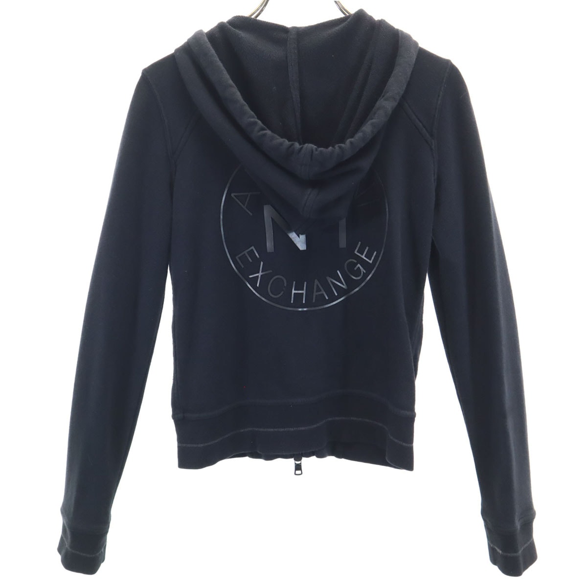 ARMANI EXCHANGE アルマーニエクスチェンジ バックロゴ 長袖 スウェット ジップパーカー XS ブラック