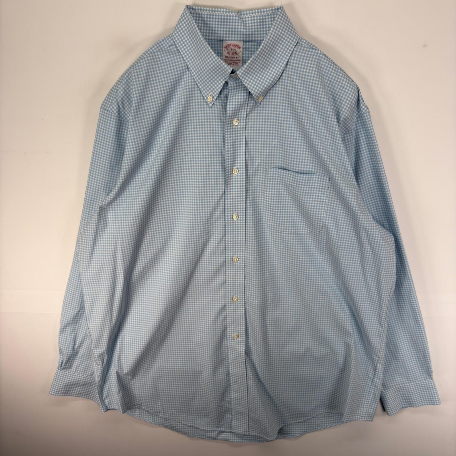 古着 ブルックスブラザーズ Brooks Brothers 長袖シャツ 胸ポケット MADISON 1818 ボタンダウン 大きいサイズ XL  水色系 メンズ