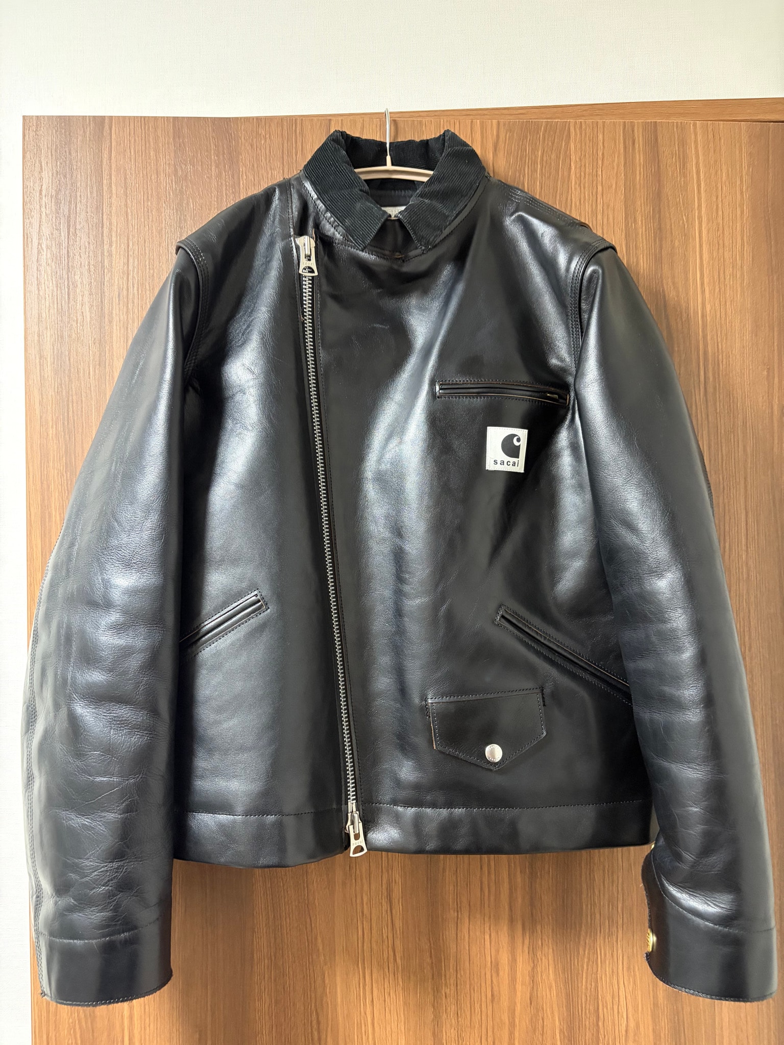 sacai x Carhartt WIP Leather Jacket Mens "Black"