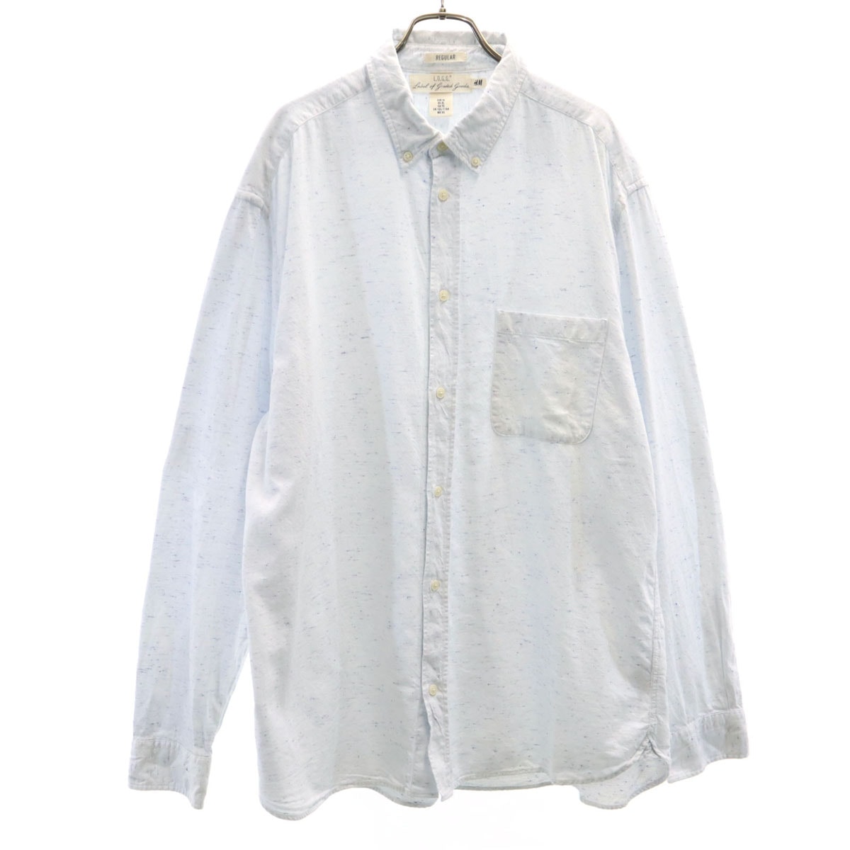 H&M エイチアンドエム 長袖 ボタンダウンシャツ XL ブルーホワイト