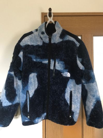 Supreme x The North Face Bleached Denim Print Fleece Jacket "Indigo"