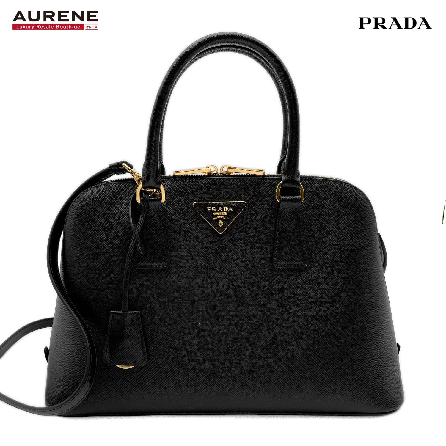 PRADA プラダ ショルダーバッグ トライアングルロゴ 三角プレート サフィアーノラックス 2WAY 1BA837 レザー ブラック レディース
【中古】