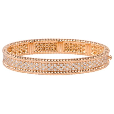 Van Cleef & Arpels ヴァンクリーフ&アーペル ペルレ ダイヤモンド ブレスレット 3連モデル エクストラスモールモデル VCARO14900 バングル K18RG ダイヤモンド ピンク ゴールド【中古】