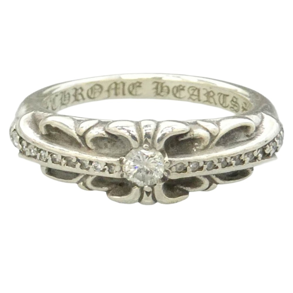 Chrome Hearts Baby Classic Floral Cross Pave Diamonds Ring "Silver"