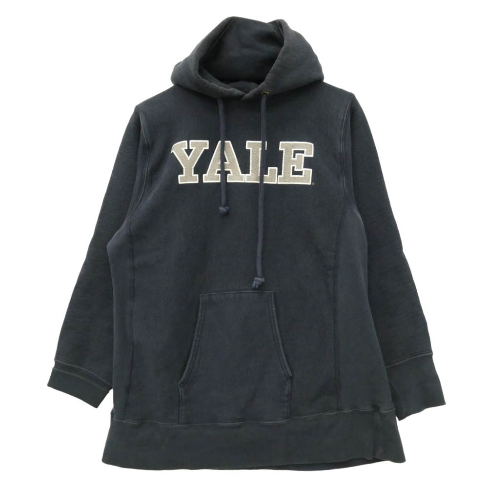 Champion チャンピオン CS-A101 USA製 REVERSE WEAVE YALE カレッジ ロゴ 単色タグ 復刻 フーディー パーカー ダークネイビー系 L【中古】