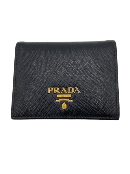 PRADA Small Saffiano Leather Wallet "Black/Pink"