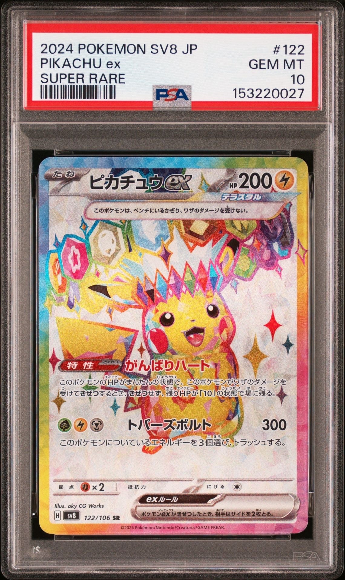 【美品】ポケモンカード ピカチュウex SR SV8 122/106 ピカチュウex SR [SV8 122/106](拡張パック「超電ブレイカー」)の新品