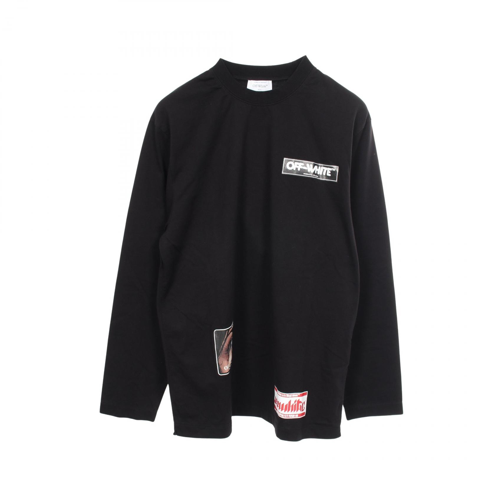 オフホワイト OFF-WHITE Eye Logo Skate 長袖Tシャツ 衣料品 トップス コットン メンズ ブラック系 【中古】