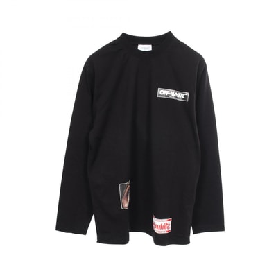オフホワイト OFF-WHITE Eye Logo Skate 長袖Tシャツ 衣料品 トップス コットン メンズ ブラック系 【中古】