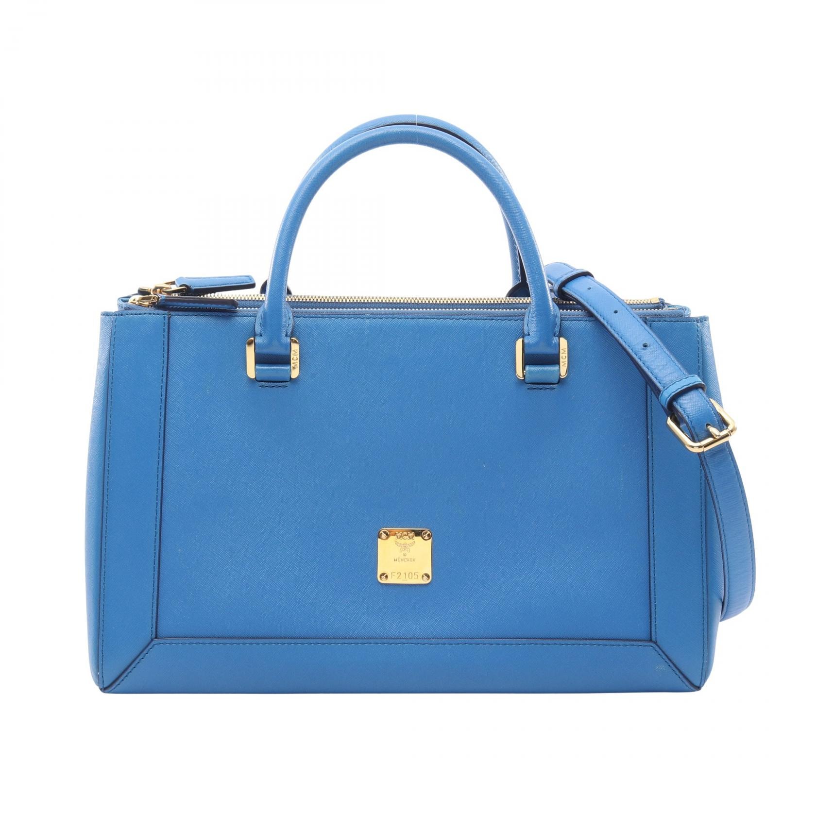 エム・シー・エム MCM 2WAY ハンドバッグ バッグ レザー レディース ブルー系 【中古】