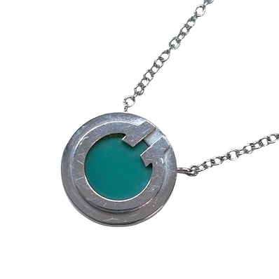 TIFFANY&Co. ティファニー ネックレス Tトゥー ペンダント ジュエリー アクセサリー アジャスター付き 18金WG Au750 K18ホワイトゴールド ターコイズ シルバー レディース 約12.9g【中古品】