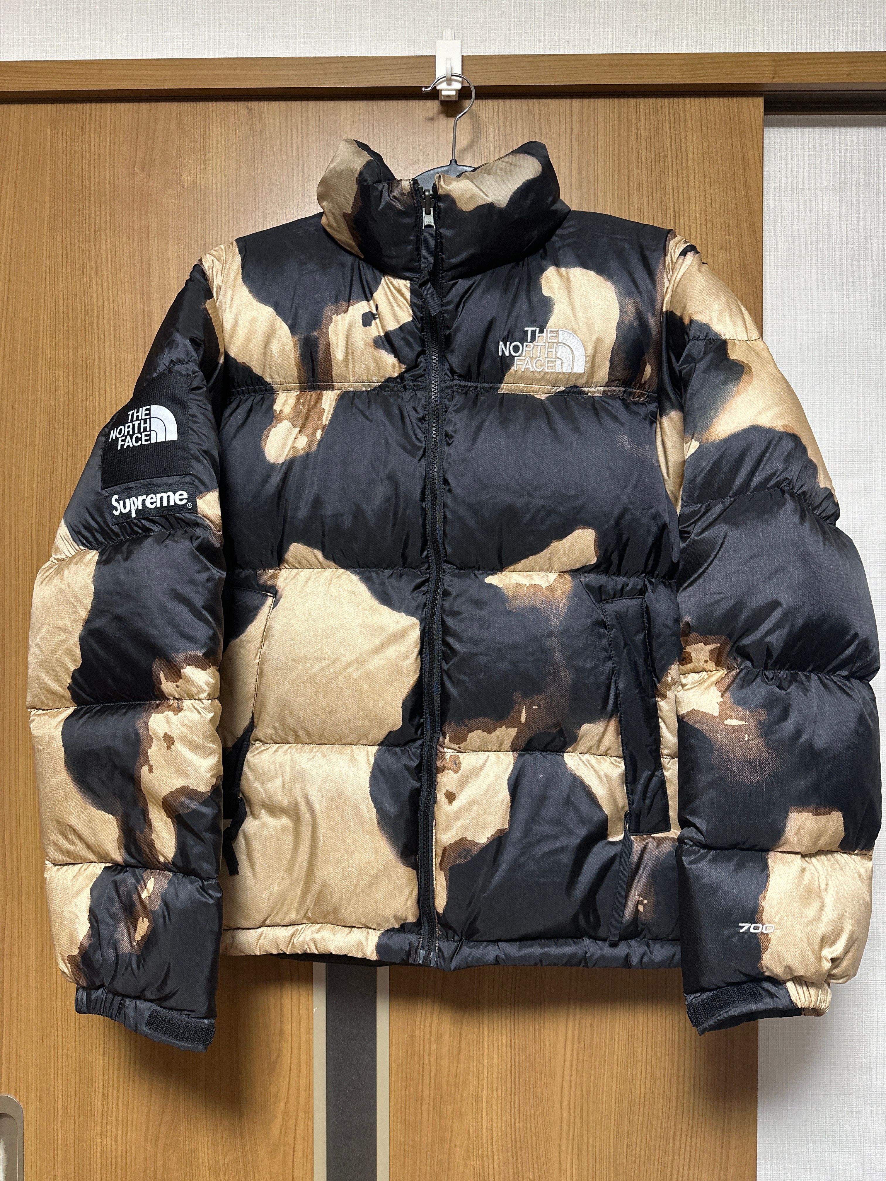 Supreme x The North Face Bleached Denim Print Nuptse Jacket "Black"