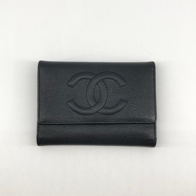 CHANEL(シャネル) キャビアスキン 10番台 A13225 三つ折り財布 ブラック
