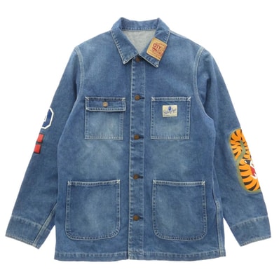 A BATHING APE アベイシングエイプ デニムジャケット SHARK DENIM JACKET シャーク カバーオール デニム ジャケット インディゴブルー系 L【中古】