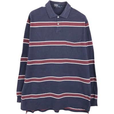 古着 ラルフローレン Ralph Lauren POLO by Ralph Lauren マルチボーダー 長袖 ボーダー ポロシャツ USA製 メンズXL相当/eaa667610