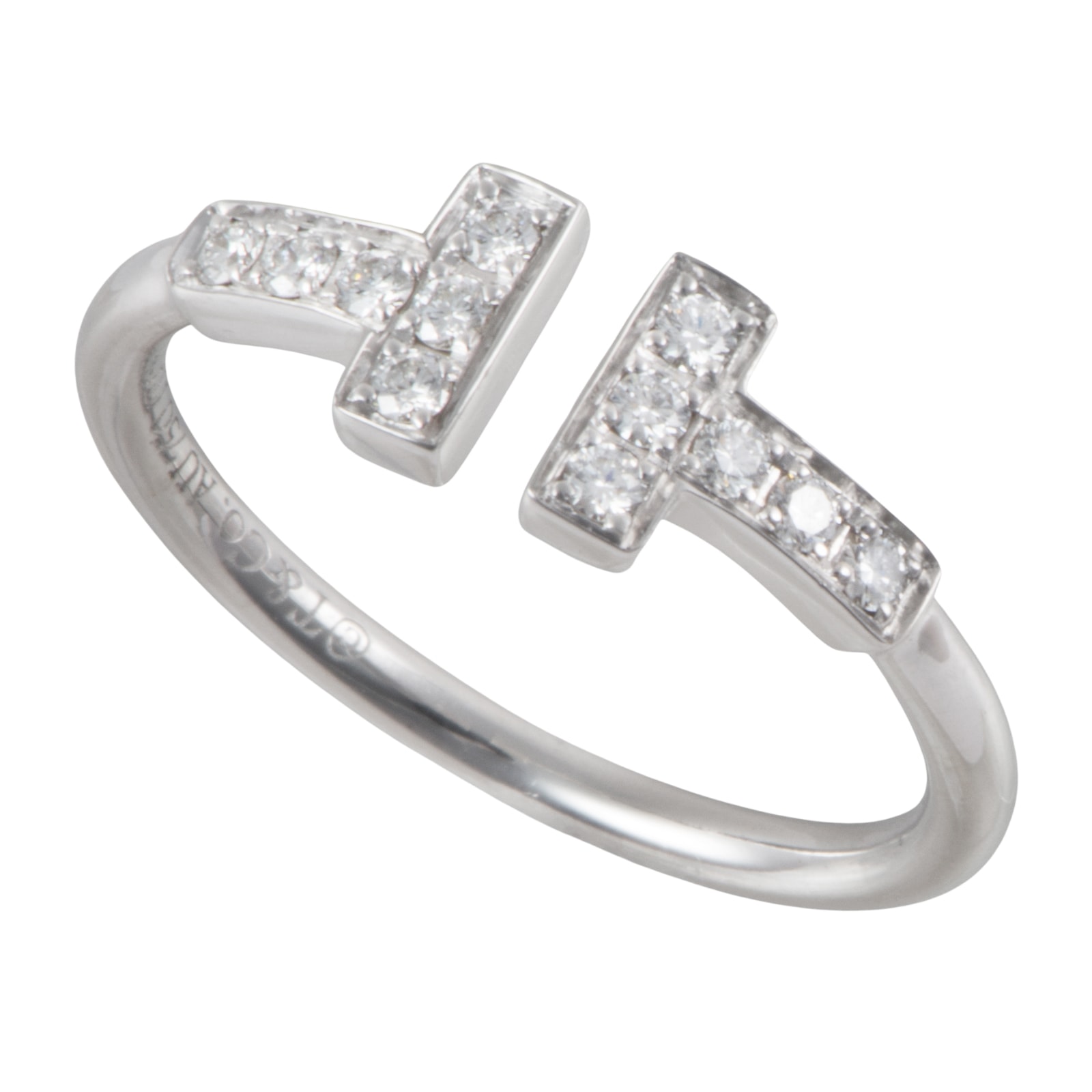 TIFFANY&Co. ティファニー ティファニーT ダイヤモンド ワイヤー リング 指輪 10号 K18WG ダイヤモンド シルバー【中古】