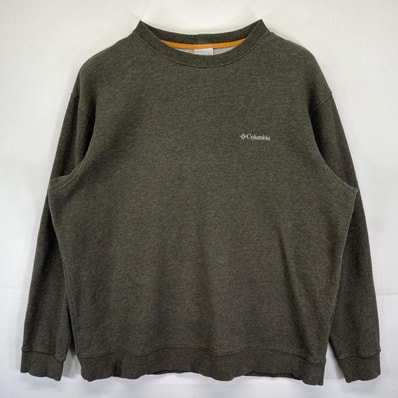 古着 コロンビア Columbia スウェット 大きいサイズ ワンポイントロゴ刺繍 クルーネック トレーナー 2XL カーキ系 メンズ