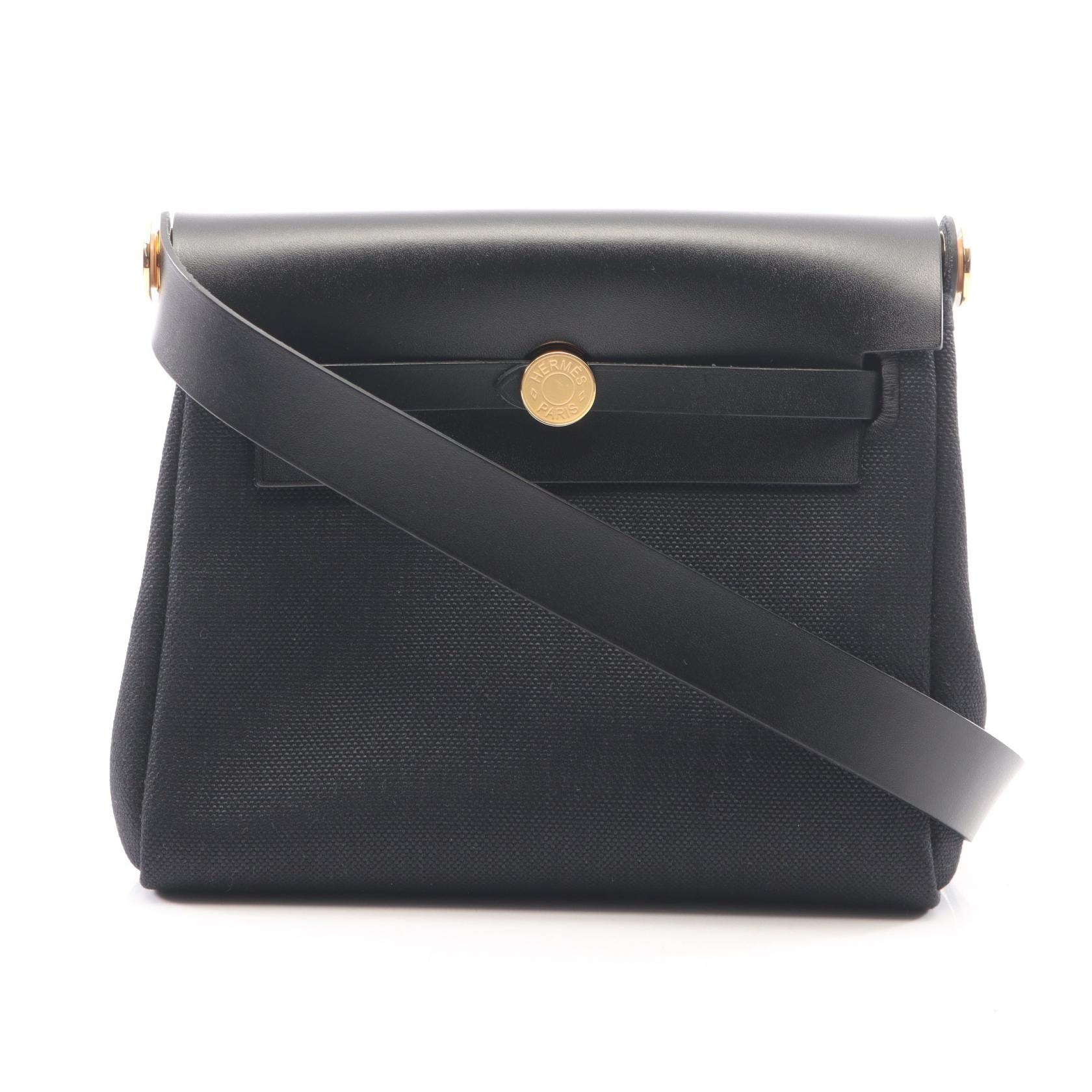 エルメス HERMES エールバッグジップ ミニ ショルダーバッグ バッグ レザー トワルミリタリー / ヴァッシュハンター トワルミリタリー レディース ブラック系 【中古】