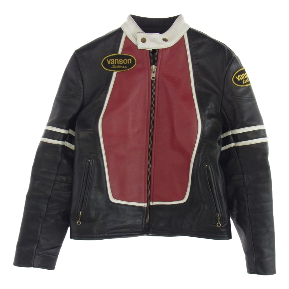 VANSON バンソン ライダースジャケット RJP ライダースジャケット ブラック系 レッド系 40【中古】