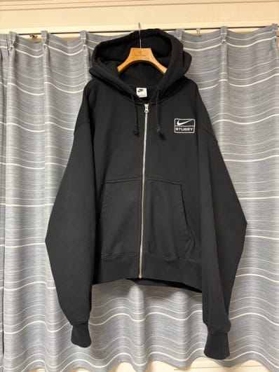 Stussy x Nike Stone Washed Fleece Zip Hoodie "Black" (US Size) FJ9175-010