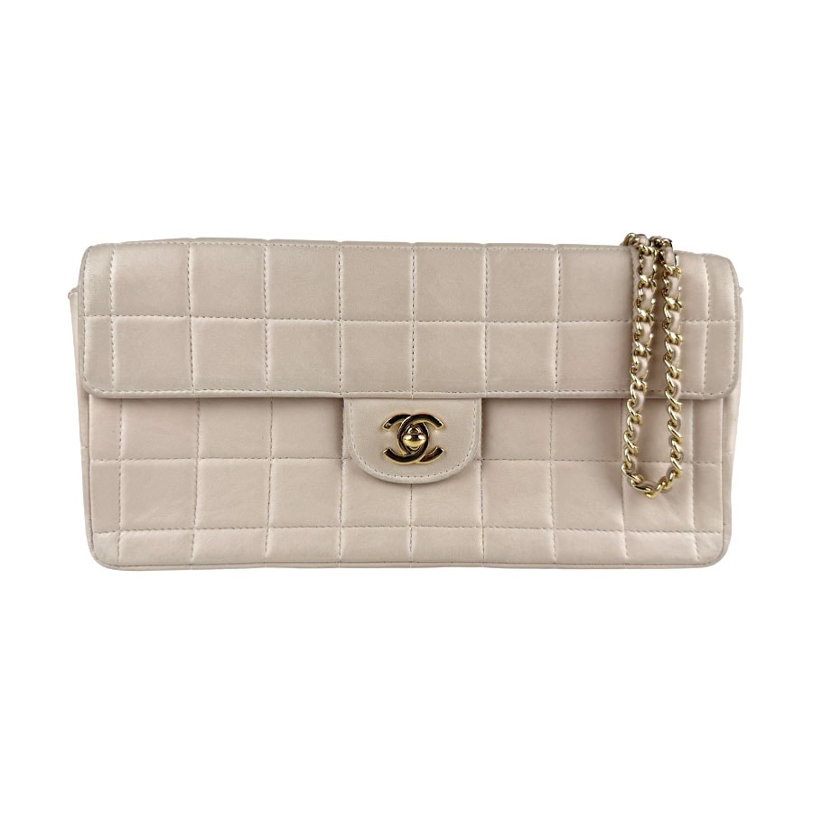 シャネル CHANEL ショルダーバッグ チョコバー レザー ライトピンク ゴールド レディース【中古】 z6495