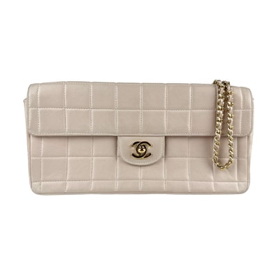 シャネル CHANEL ショルダーバッグ チョコバー レザー ライトピンク ゴールド レディース【中古】 z6495