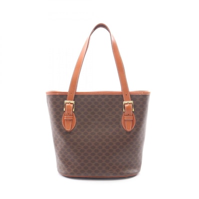 セリーヌ CELINE マカダム トートバッグ バッグ PVCコーティングキャンバス レザー レディース ブラウン系 MC98/2 【中古】