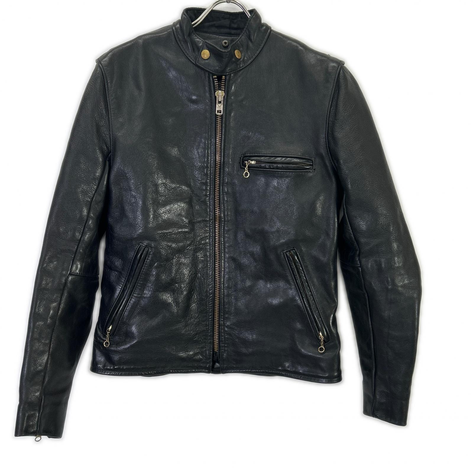 バンソン タイプB ブラック カウハイド シングルライダースジャケット 38