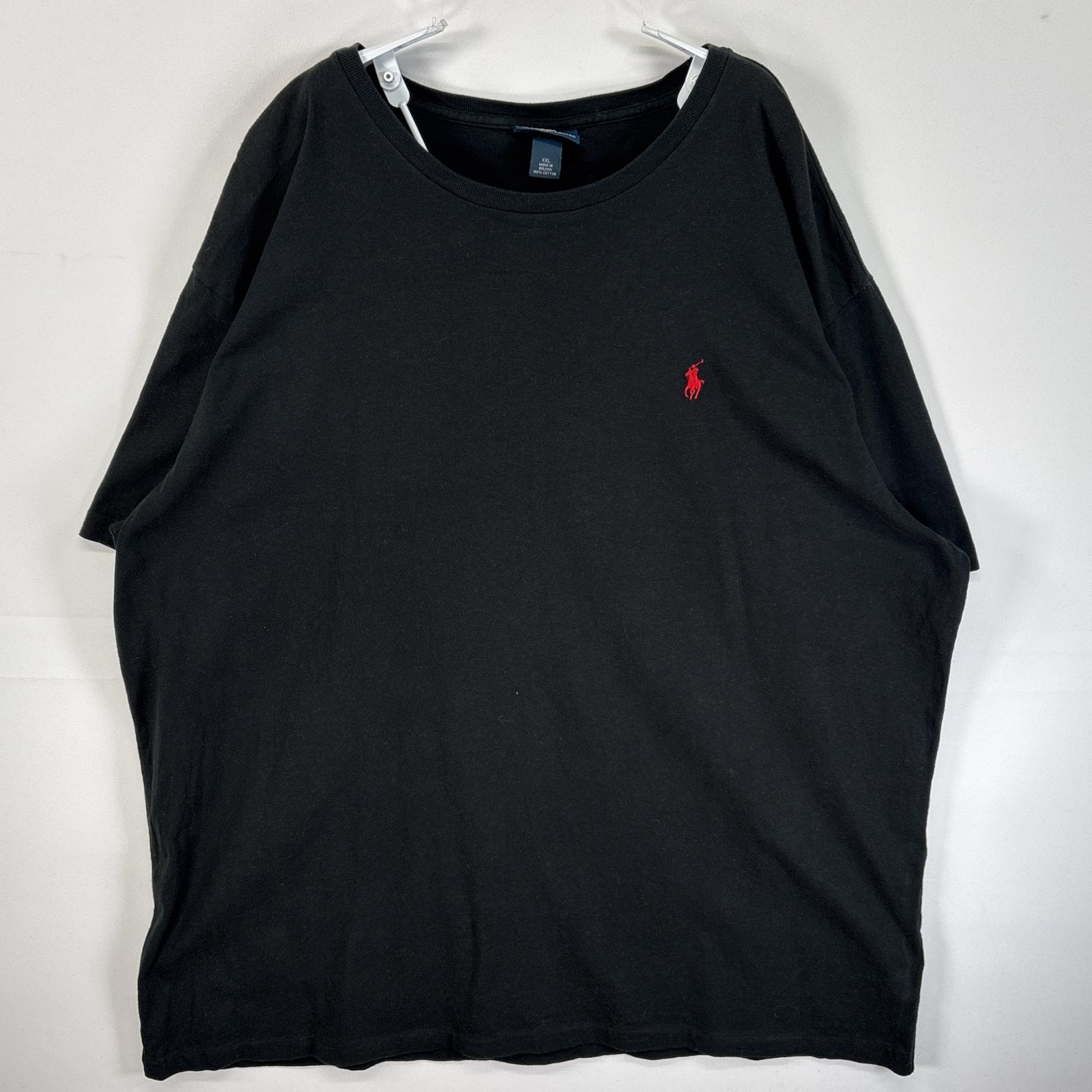 古着 90's/90年代 ポロバイラルフローレン Polo by Ralph Lauren 半袖Tシャツ ロゴ 刺繍 クルーネック 14041  ブラック 無地 メンズ