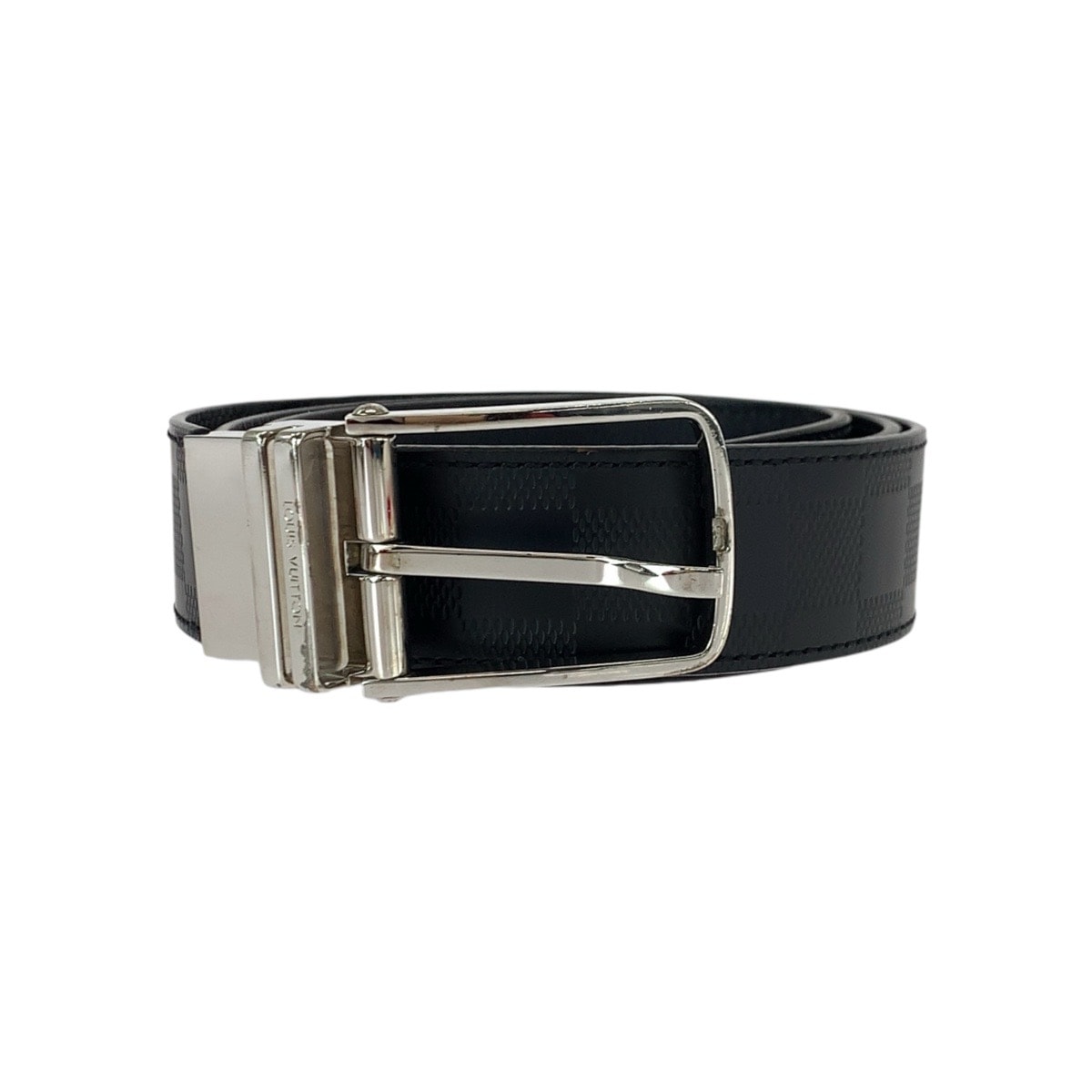 LOUIS VUITTON ルイヴィトン ダミエ アンフィニ サンチュール ボストン 90cm/36インチ ブラック 黒 シルバー金具 レザー ベルト 600632 【中古】