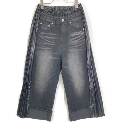 コムデギャルソンジュンヤワタナベ ×リーバイス ブラック プリーツドッキングデニムパンツ S