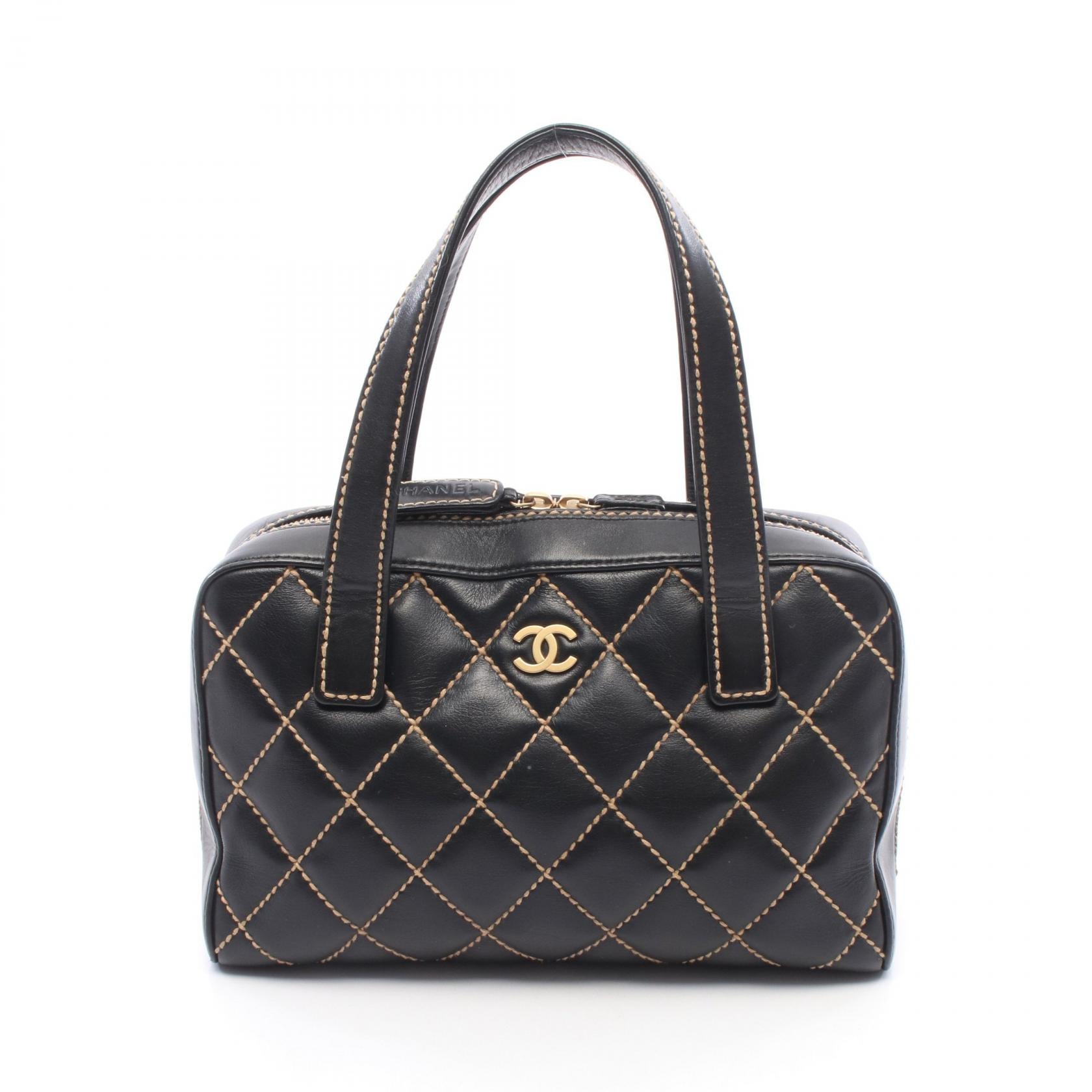 シャネル CHANEL ワイルドステッチ ハンドバッグ バッグ レザー レディース ブラック系 【中古】