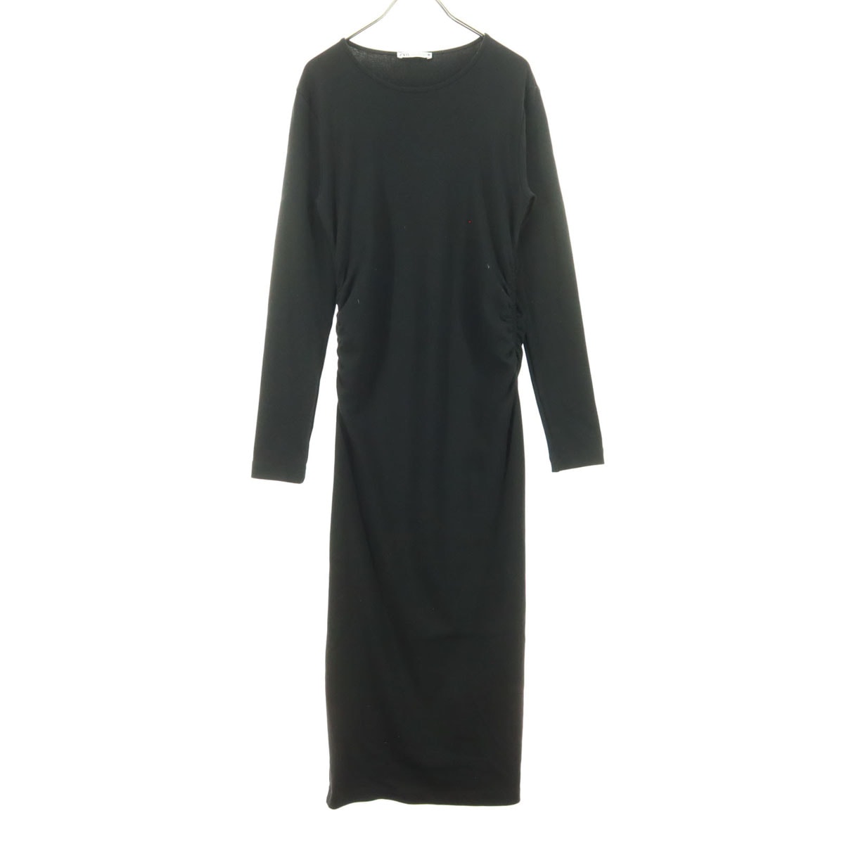 美品 ZARA ザラ 長袖 コットン ギャザー ロングワンピース L ブラック